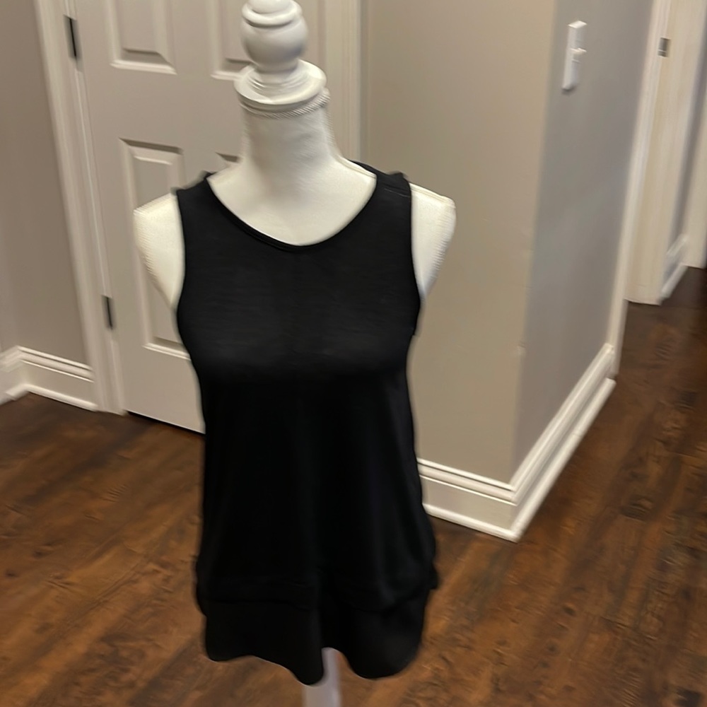 JCrew black sleeveless top with decorative trim